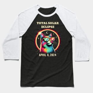 Total Solar Eclipse 2024 Cat Wearing Solar Eclipse Glasses.V2 Baseball T-Shirt